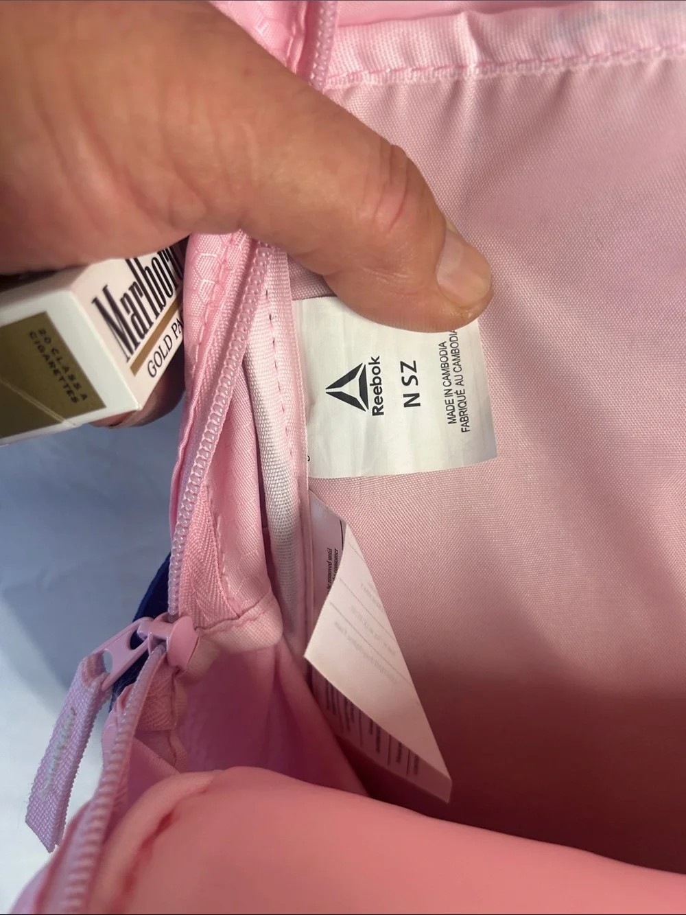 Reebok Pink Backpack with Purple Logo Accents